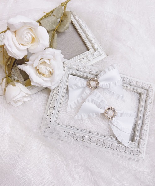 MA*RS（アメーバーマーズ）の「ビジューリングサイドフリルりぼん　2個SET（バレッタ/ヘアクリップ・レディース・レッド/ピンク/ブラック/ホワイト・FREE）」の11枚目の写真