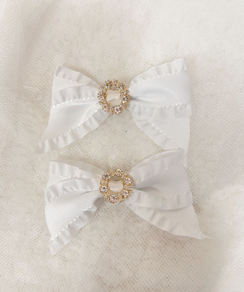 MA*RS（アメーバーマーズ）の「ビジューリングサイドフリルりぼん　2個SET（バレッタ/ヘアクリップ・レディース・レッド/ピンク/ブラック/ホワイト・FREE）」の18枚目の写真