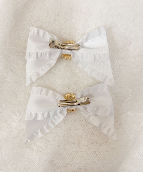 MA*RS（アメーバーマーズ）の「ビジューリングサイドフリルりぼん　2個SET（バレッタ/ヘアクリップ・レディース・レッド/ピンク/ブラック/ホワイト・FREE）」の19枚目の写真