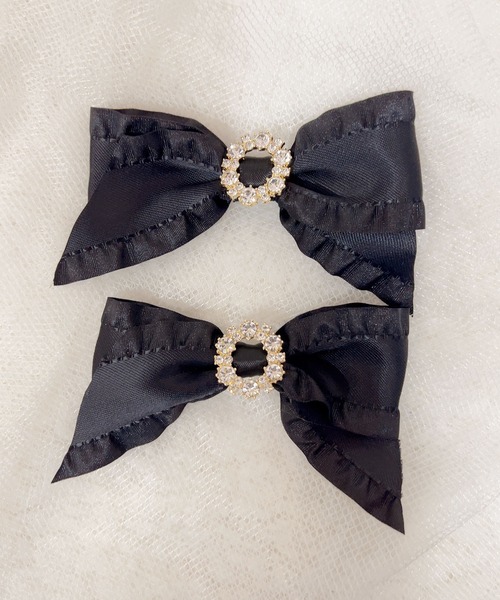 MA*RS（アメーバーマーズ）の「ビジューリングサイドフリルりぼん　2個SET（バレッタ/ヘアクリップ・レディース・レッド/ピンク/ブラック/ホワイト・FREE）」の20枚目の写真