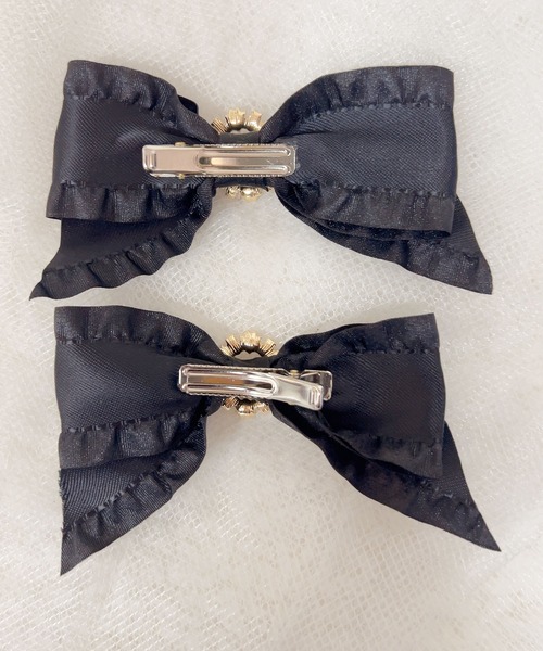 MA*RS（アメーバーマーズ）の「ビジューリングサイドフリルりぼん　2個SET（バレッタ/ヘアクリップ・レディース・レッド/ピンク/ブラック/ホワイト・FREE）」の21枚目の写真