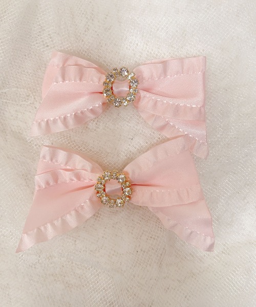 MA*RS（アメーバーマーズ）の「ビジューリングサイドフリルりぼん　2個SET（バレッタ/ヘアクリップ・レディース・レッド/ピンク/ブラック/ホワイト・FREE）」の22枚目の写真