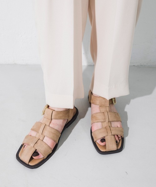 【EVOL】スクエアグルカフラットサンダルIU5039