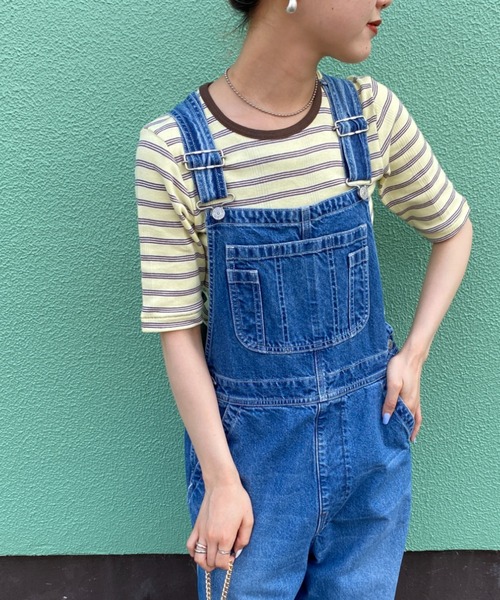 MILLER（ミラー）の「【CanCan 9月号掲載】[MILLER/ミラー] 別注 配色ボーダー 5分袖クルーネックTシャツ（Tシャツ/カットソー・レディース・ピンク/レッド/ブルー/ブラウン/ダークブラウン/イエロー・F）」の5枚目の写真