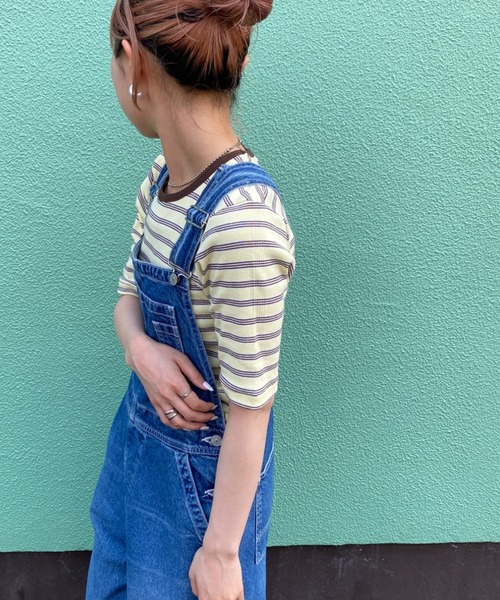 MILLER（ミラー）の「【CanCan 9月号掲載】[MILLER/ミラー] 別注 配色ボーダー 5分袖クルーネックTシャツ（Tシャツ/カットソー・レディース・ピンク/レッド/ブルー/ブラウン/ダークブラウン/イエロー・F）」の19枚目の写真