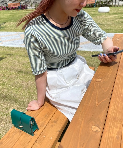 MILLER（ミラー）の「【CanCan 9月号掲載】[MILLER/ミラー] 別注 配色ボーダー 5分袖クルーネックTシャツ（Tシャツ/カットソー・レディース・ピンク/レッド/ブルー/ブラウン/ダークブラウン/イエロー・F）」の22枚目の写真