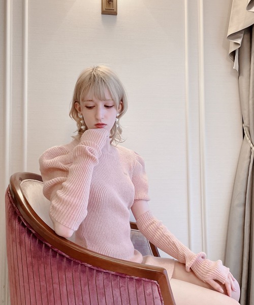 lilLilly（リルリリー）の「アームウォーマーニットワンピース（ワンピース・レディース・アイボリー/ブルー/ピンク・FREE）」の21枚目の写真