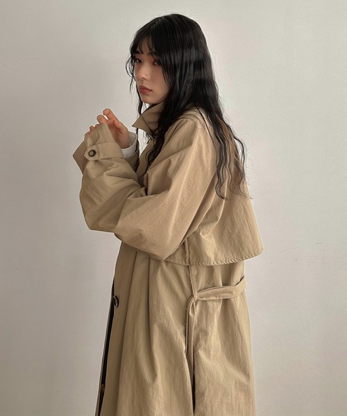 hellam（へラム）の「スタンドカラー ケープトレンチコート（トレンチコート・レディース・ベージュ/アイボリー/ブラック・FREE）」の10枚目の写真