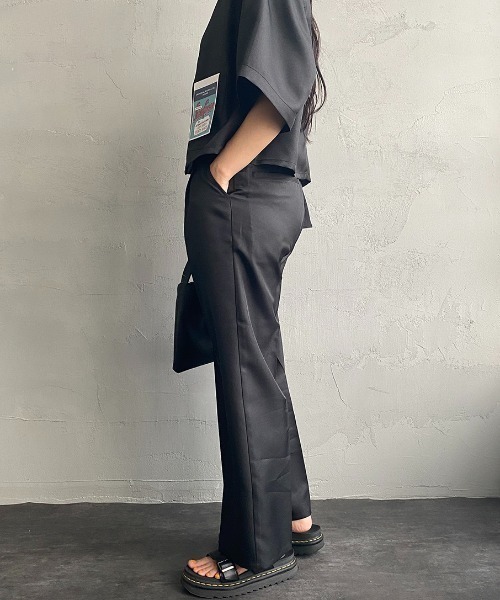 UNIVERSAL OVERALL（ユニバーサルオーバーオール）の「【LaLa Begin6・7月号掲載】[UNIVERSAL OVERALL/ユニバーサルオーバーオール] 別注 ドライツイル センタープレスストレートパンツ（スラックス・レディース・ブラック/ブルー/ブラウン/ベージュ・S/M）」の9枚目の写真