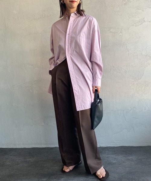 UNIVERSAL OVERALL（ユニバーサルオーバーオール）の「【LaLa Begin6・7月号掲載】[UNIVERSAL OVERALL/ユニバーサルオーバーオール] 別注 ドライツイル センタープレスストレートパンツ（スラックス・レディース・ブラック/ブルー/ブラウン/ベージュ・S/M）」の6枚目の写真