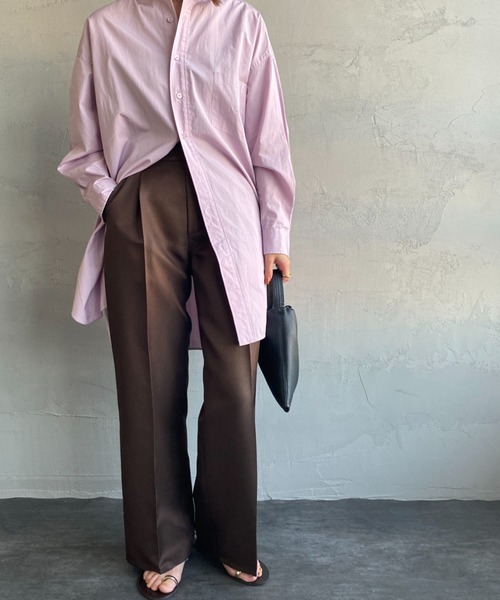 UNIVERSAL OVERALL（ユニバーサルオーバーオール）の「【LaLa Begin6・7月号掲載】[UNIVERSAL OVERALL/ユニバーサルオーバーオール] 別注 ドライツイル センタープレスストレートパンツ（スラックス・レディース・ブラック/ブルー/ブラウン/ベージュ・S/M）」の10枚目の写真