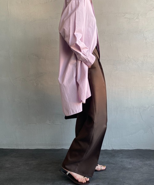 UNIVERSAL OVERALL（ユニバーサルオーバーオール）の「【LaLa Begin6・7月号掲載】[UNIVERSAL OVERALL/ユニバーサルオーバーオール] 別注 ドライツイル センタープレスストレートパンツ（スラックス・レディース・ブラック/ブルー/ブラウン/ベージュ・S/M）」の18枚目の写真