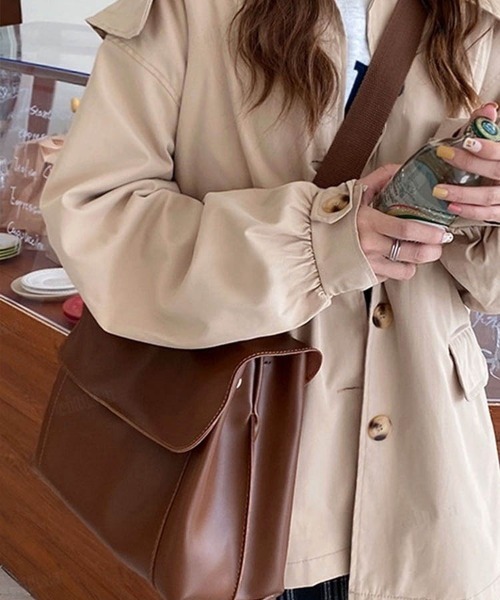 Dalfwin（ダールフィン）の「2点セット 2WAYポーチ付きフェイクレザーショルダートートバッグ（トートバッグ・レディース・ブラック/ブラウン・FREE）」の13枚目の写真