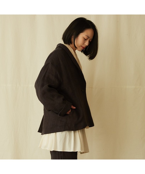 IKKUNA(イクナ)の「shawl-collar jacket/ショールカラージャケット(その他アウター・レディース・ブラウン系その他/チャコールグレー・1)」の14枚目の写真