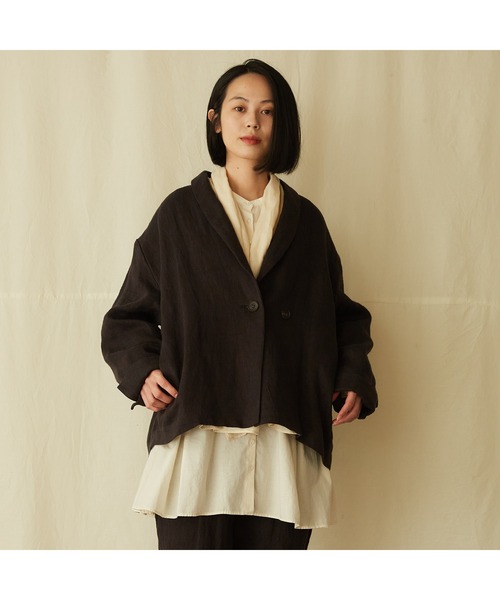 IKKUNA(イクナ)の「shawl-collar jacket/ショールカラージャケット(その他アウター・レディース・ブラウン系その他/チャコールグレー・1)」の13枚目の写真