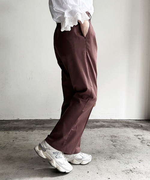 COMMON WARE（コモンウェアー）の「COMMONWARE:TRストレッチ センタープレス フレア パンツ（スラックス・レディース・オフホワイト/サックスブルー/ブラック/グリーン/モカ/ベージュ・L/XL/M）」の12枚目の写真