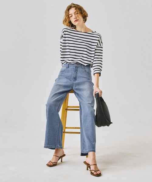 coca(coca)(コカ)の「しゃがめるワイドデニム(デニムパンツ・レディース・ブルー・S/M/L)」の10枚目の写真
