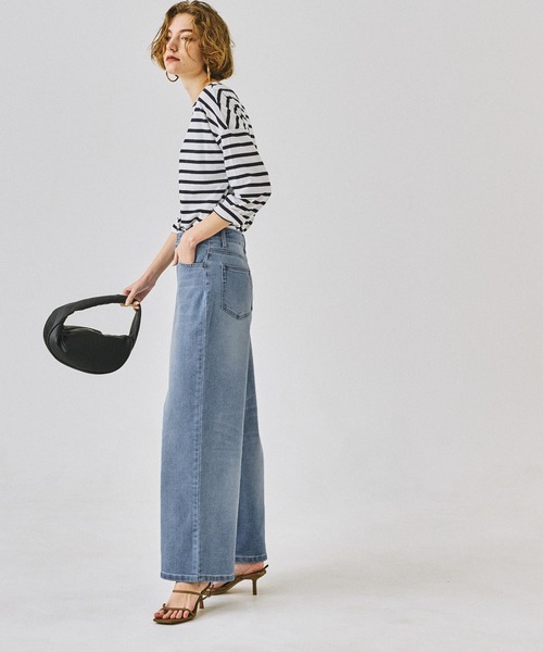 coca(coca)(コカ)の「しゃがめるワイドデニム(デニムパンツ・レディース・ブルー・S/M/L)」の3枚目の写真