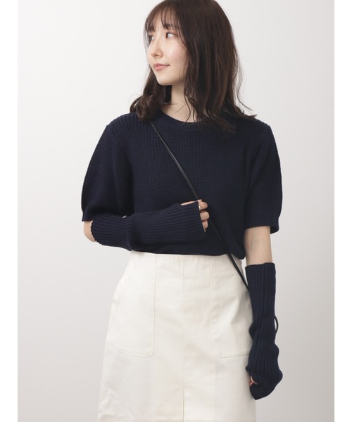 Te chichi TERRASSE（テチチテラス）の「アームウォーマー付ニット（ニット/セーター・レディース・ネイビー/ベージュ/オフホワイト・ﾌﾘ-）」の3枚目の写真