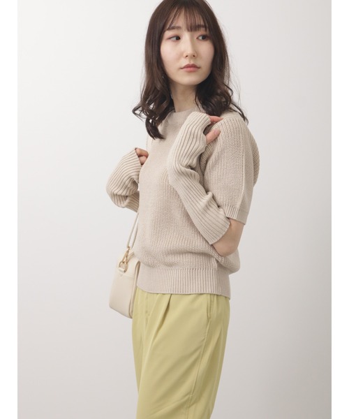 Te chichi TERRASSE（テチチテラス）の「アームウォーマー付ニット（ニット/セーター・レディース・ネイビー/ベージュ/オフホワイト・ﾌﾘ-）」の15枚目の写真