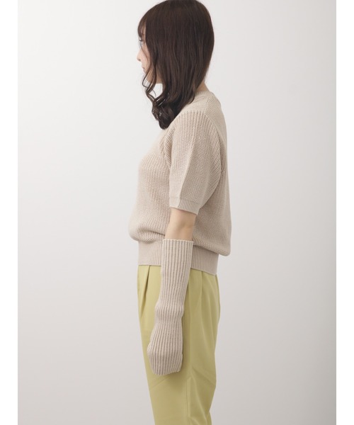 Te chichi TERRASSE（テチチテラス）の「アームウォーマー付ニット（ニット/セーター・レディース・ネイビー/ベージュ/オフホワイト・ﾌﾘ-）」の5枚目の写真