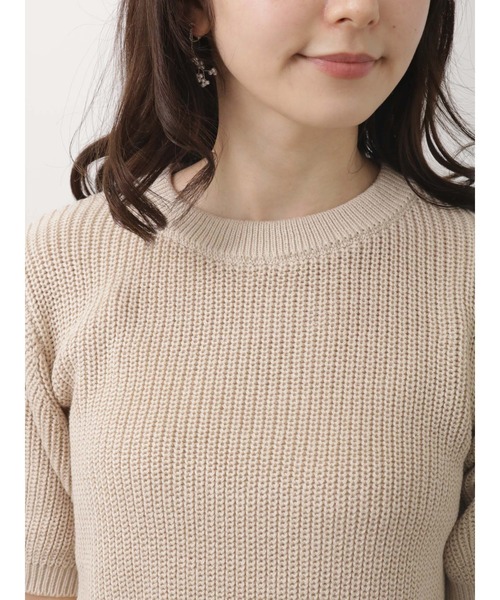 Te chichi TERRASSE（テチチテラス）の「アームウォーマー付ニット（ニット/セーター・レディース・ネイビー/ベージュ/オフホワイト・ﾌﾘ-）」の7枚目の写真