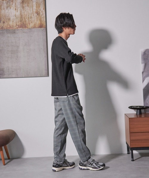 Blue Standard (ブルースタンダード)の「【BLUE STANDARD/ブルースタンダード】快適リネンタッチ ストレッチ 無地 チェック ウエストゴム ワイドパンツイージーパンツ(その他パンツ・メンズ・チャコールグレー/グレー/ブルー/ブラック/ブラウン/ネイビー/ベージュ・MEDIUM/LARGE/X-LARGE)」の17枚目の写真