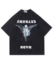 オーバーサイズ グラフィックロゴプリント クルーネック半袖Tシャツ