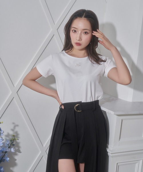 ANDGEEBEE(アンジービー)の「ワンポイントミニT(Tシャツ/カットソー・レディース・ブラック/ホワイト・MEDIUM)」の12枚目の写真