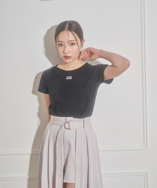 ANDGEEBEE(アンジービー)の「ワンポイントミニT(Tシャツ/カットソー・レディース・ブラック/ホワイト・MEDIUM)」の4枚目の写真