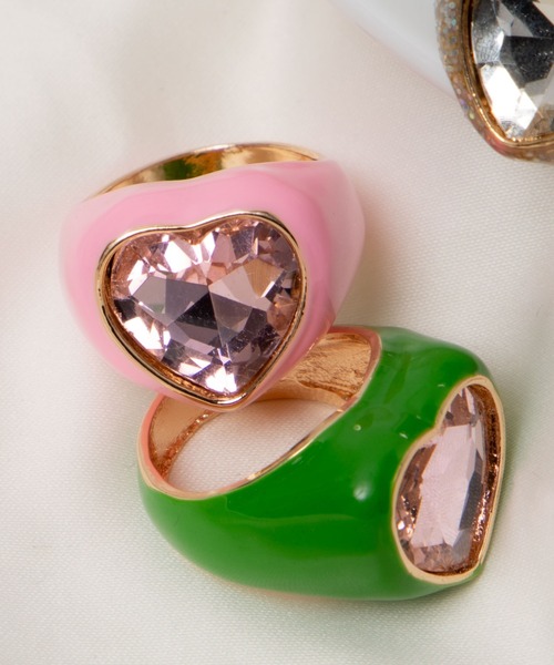 WEGO（ウィゴー）の「WEGO/ビジューハートリング（リング・レディース・ピンク/グリーン/シルバー・FREE）」の3枚目の写真