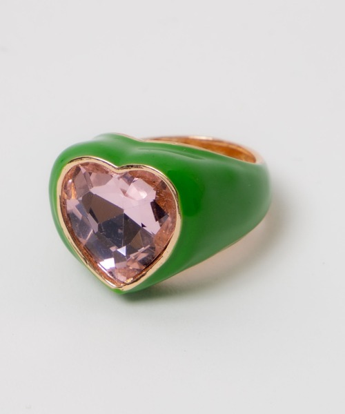 WEGO（ウィゴー）の「WEGO/ビジューハートリング（リング・レディース・ピンク/グリーン/シルバー・FREE）」の5枚目の写真