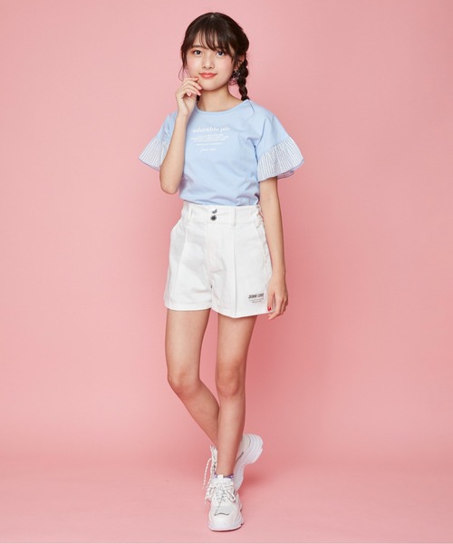 JENNI love（ジェニィラブ）の「ハイウエストショーパン（デニムパンツ・キッズ・ブラック/サックスブルー/ブルー/オフホワイト・140cm/130cm/160cm/150cm）」の7枚目の写真