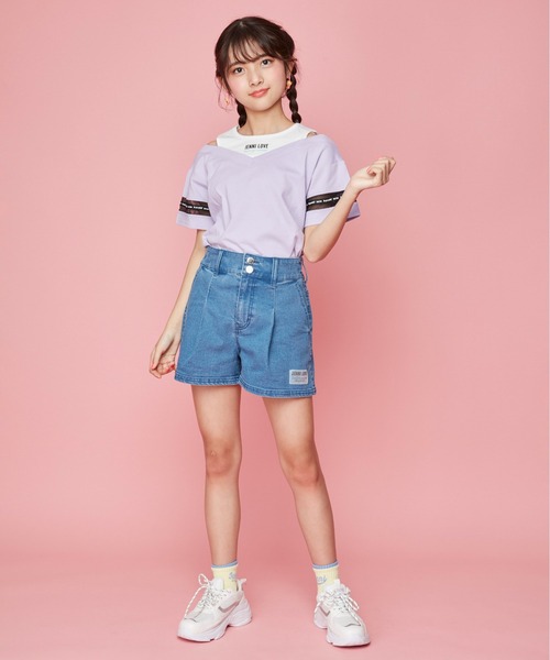 JENNI love（ジェニィラブ）の「ハイウエストショーパン（デニムパンツ・キッズ・ブラック/サックスブルー/ブルー/オフホワイト・140cm/130cm/160cm/150cm）」の14枚目の写真