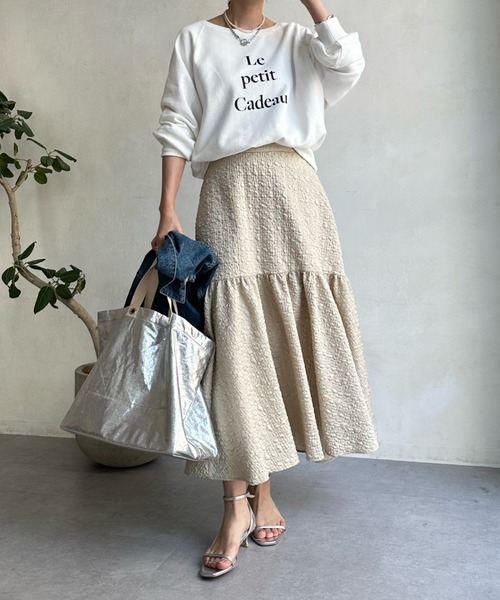 DouDou（ドゥドゥ）の「ロゴスウェット（Tシャツ/カットソー・レディース・アイボリー/オフホワイト/ネイビー・FREE）」の5枚目の写真