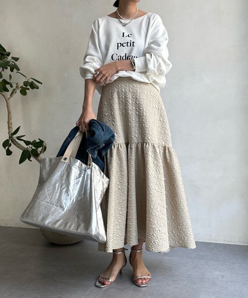 DouDou（ドゥドゥ）の「ロゴスウェット（Tシャツ/カットソー・レディース・アイボリー/オフホワイト/ネイビー・FREE）」の6枚目の写真