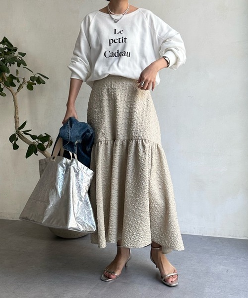 DouDou（ドゥドゥ）の「ロゴスウェット（Tシャツ/カットソー・レディース・アイボリー/オフホワイト/ネイビー・FREE）」の7枚目の写真