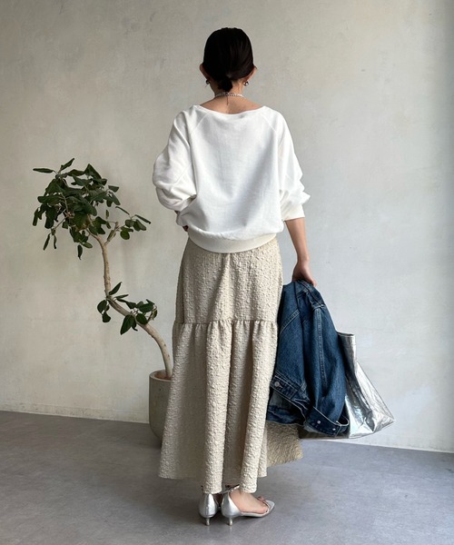 DouDou（ドゥドゥ）の「ロゴスウェット（Tシャツ/カットソー・レディース・アイボリー/オフホワイト/ネイビー・FREE）」の8枚目の写真