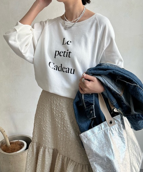 DouDou（ドゥドゥ）の「ロゴスウェット（Tシャツ/カットソー・レディース・アイボリー/オフホワイト/ネイビー・FREE）」の10枚目の写真