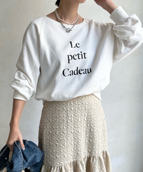 DouDou（ドゥドゥ）の「ロゴスウェット（Tシャツ/カットソー・レディース・アイボリー/オフホワイト/ネイビー・FREE）」の11枚目の写真