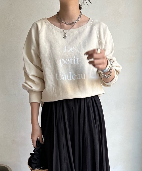 DouDou（ドゥドゥ）の「ロゴスウェット（Tシャツ/カットソー・レディース・アイボリー/オフホワイト/ネイビー・FREE）」の19枚目の写真