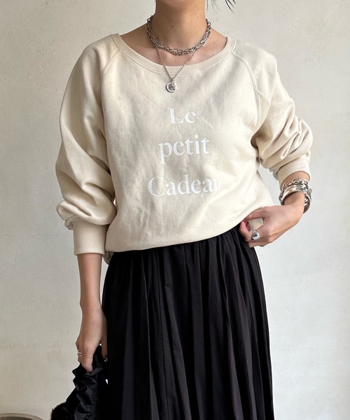 DouDou（ドゥドゥ）の「ロゴスウェット（Tシャツ/カットソー・レディース・アイボリー/オフホワイト/ネイビー・FREE）」の20枚目の写真