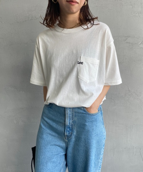 Lee（リー）の「[LEE/リー] ワンポイントロゴ刺繍 ショートスリーブポケットTシャツ（Tシャツ/カットソー・レディース・ホワイト/ブラック・M/L）」の2枚目の写真