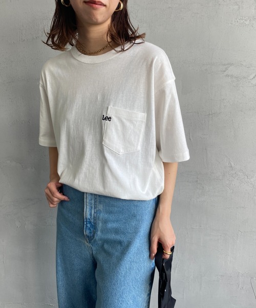 Lee（リー）の「[LEE/リー] ワンポイントロゴ刺繍 ショートスリーブポケットTシャツ（Tシャツ/カットソー・レディース・ホワイト/ブラック・M/L）」の6枚目の写真
