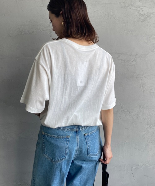 Lee（リー）の「[LEE/リー] ワンポイントロゴ刺繍 ショートスリーブポケットTシャツ（Tシャツ/カットソー・レディース・ホワイト/ブラック・M/L）」の7枚目の写真