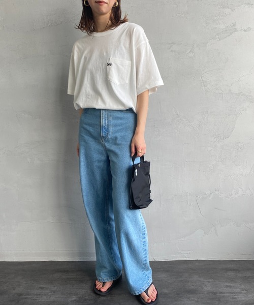 Lee（リー）の「[LEE/リー] ワンポイントロゴ刺繍 ショートスリーブポケットTシャツ（Tシャツ/カットソー・レディース・ホワイト/ブラック・M/L）」の8枚目の写真