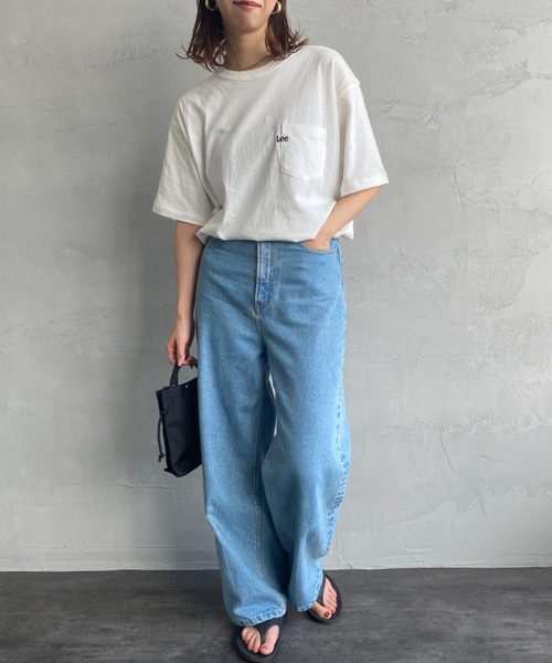 Lee（リー）の「[LEE/リー] ワンポイントロゴ刺繍 ショートスリーブポケットTシャツ（Tシャツ/カットソー・レディース・ホワイト/ブラック・M/L）」の3枚目の写真