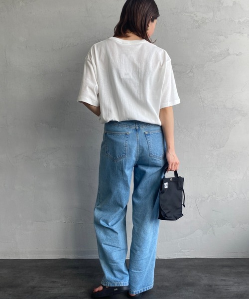 Lee（リー）の「[LEE/リー] ワンポイントロゴ刺繍 ショートスリーブポケットTシャツ（Tシャツ/カットソー・レディース・ホワイト/ブラック・M/L）」の9枚目の写真