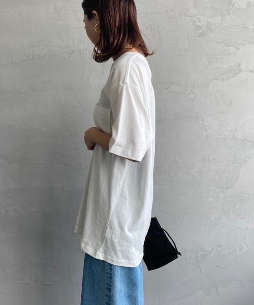 Lee（リー）の「[LEE/リー] ワンポイントロゴ刺繍 ショートスリーブポケットTシャツ（Tシャツ/カットソー・レディース・ホワイト/ブラック・M/L）」の11枚目の写真