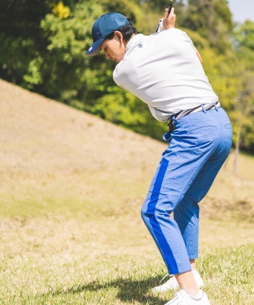 Srixon - スリクソン【エアスルー】９分丈サイドメッシュ　ギンガムチェック柄サッカーパンツ SRIXON（スリクソン）の「【エアスルー】9分丈サイドメッシュ